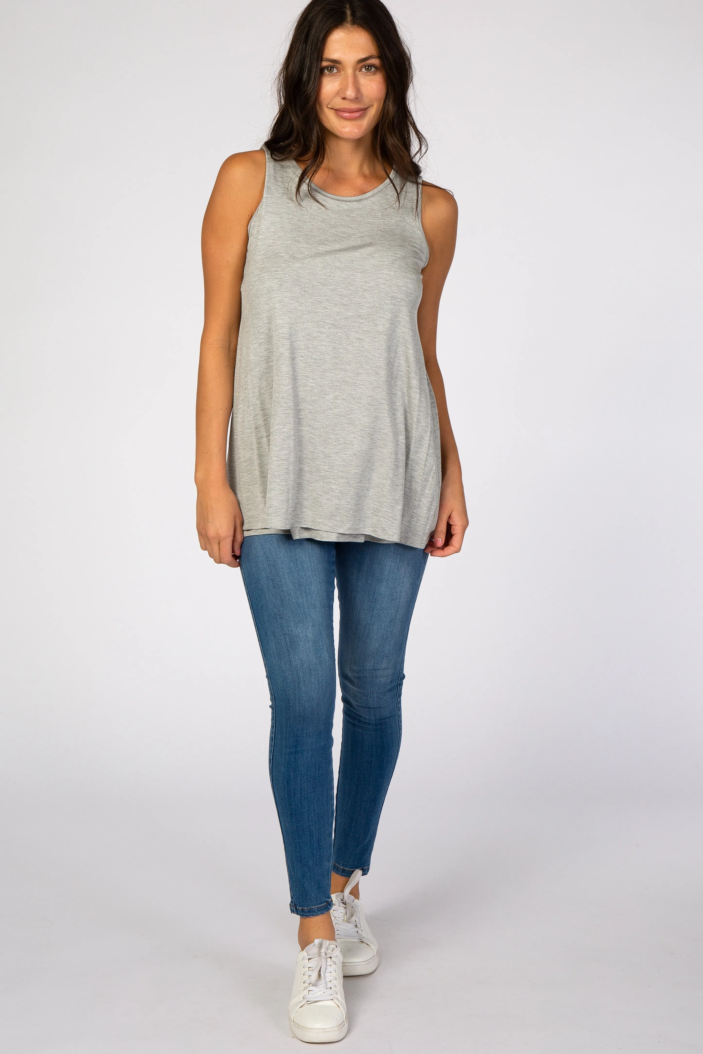 PinkBlush Grey Overlay Nursing Tank sold by Pinkblush product image thumbnail 5