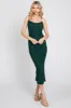 Forest Green Mesh Ruched Side Slit Midi Dress sold by Pinkblush