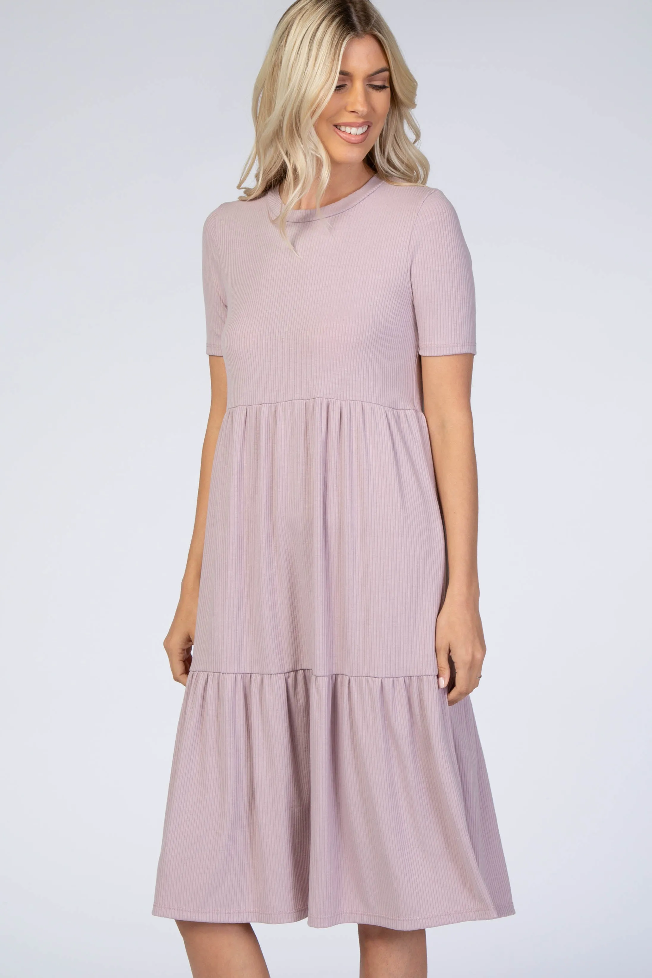 Lavender Ribbed Tiered Dress sold by Pinkblush product image thumbnail 2