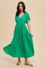 Green V-Neck Flutter Short Sleeve Midi Dress sold by Pinkblush
