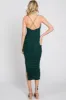 Forest Green Mesh Ruched Side Slit Midi Dress sold by Pinkblush