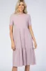 Lavender Ribbed Tiered Dress sold by Pinkblush