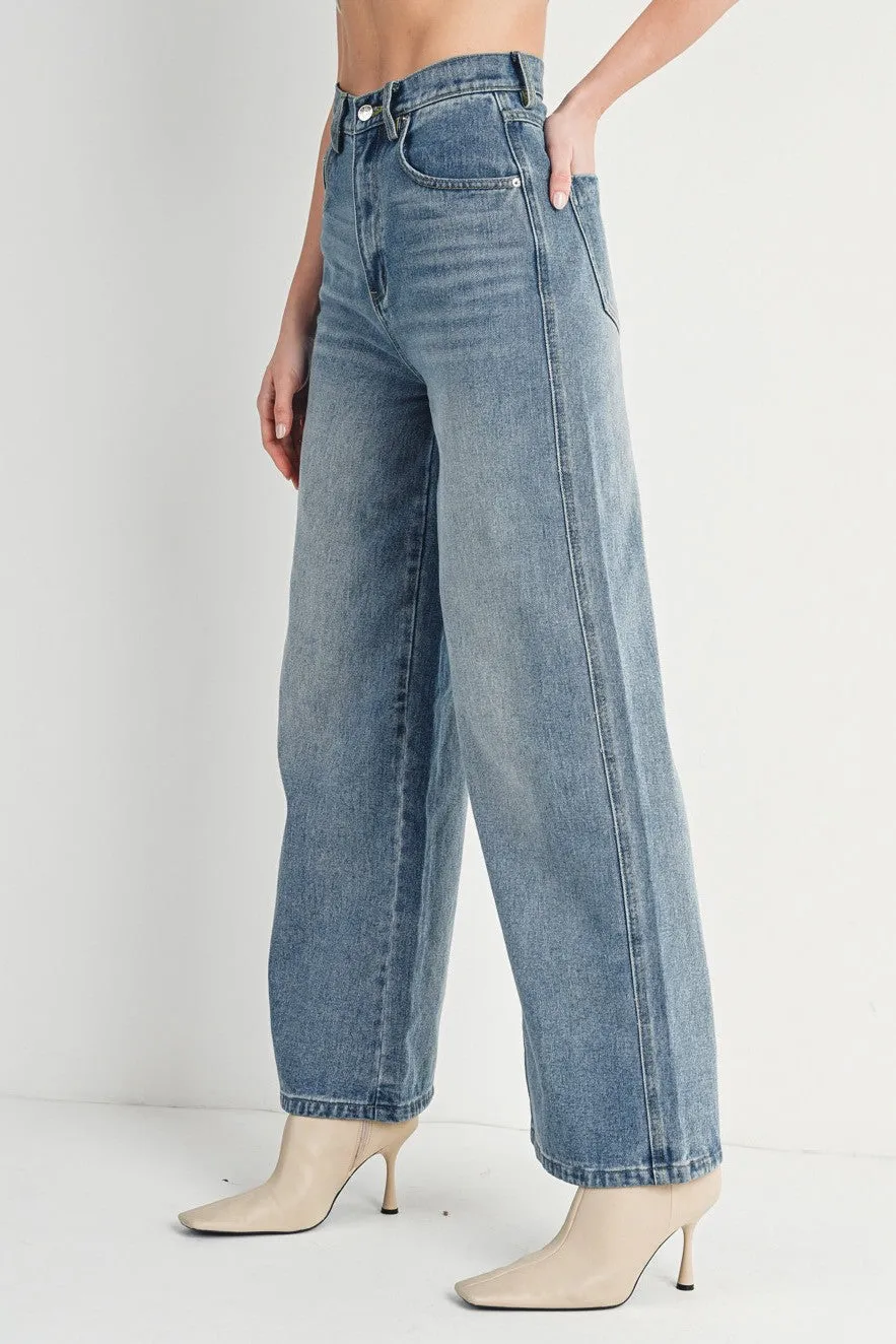Light Wash High-Rise Wide-Leg Jeans sold by Pinkblush product image thumbnail 3