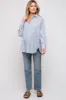 Blue Striped Button Up Long Sleeve Maternity Top sold by Pinkblush