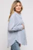 Blue Striped Button Up Long Sleeve Maternity Top sold by Pinkblush
