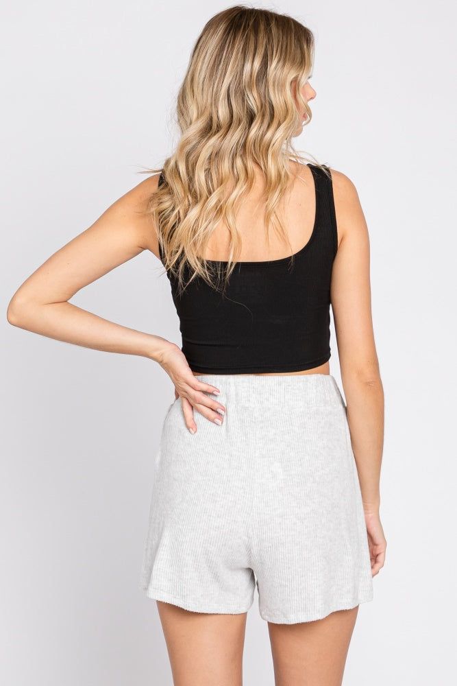 Heather Grey Ribbed Soft Knit Shorts sold by Pinkblush product image thumbnail 4