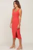Coral Ribbed Back Cutout Midi Dress sold by Pinkblush
