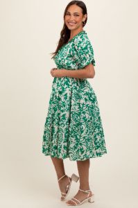 Green Ruffle Trim Tiered Maternity Dress sold by Pinkblush