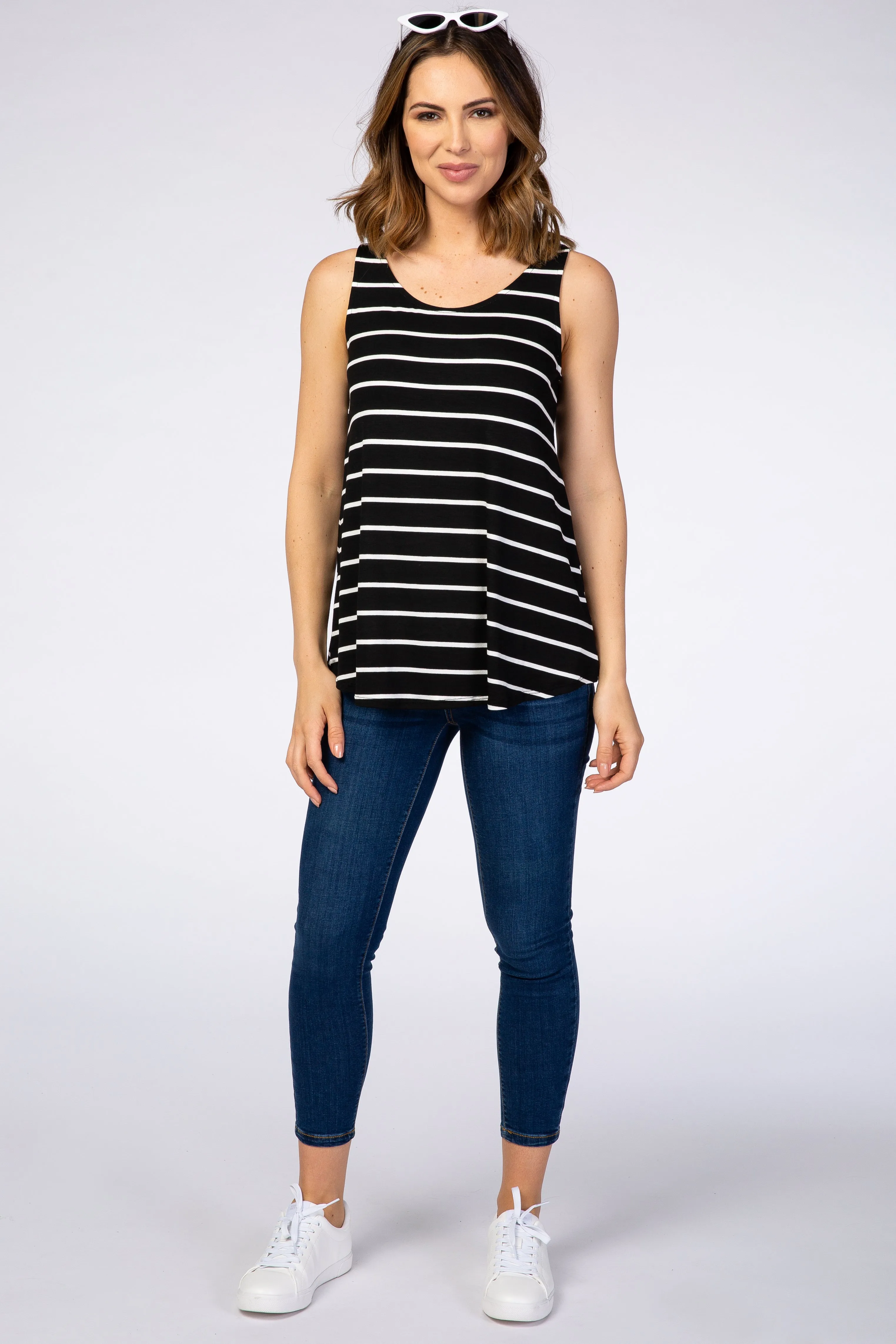 Black Striped Round Neck Tank Top sold by Pinkblush product image thumbnail 4