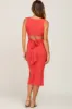 Coral Ribbed Back Cutout Midi Dress sold by Pinkblush