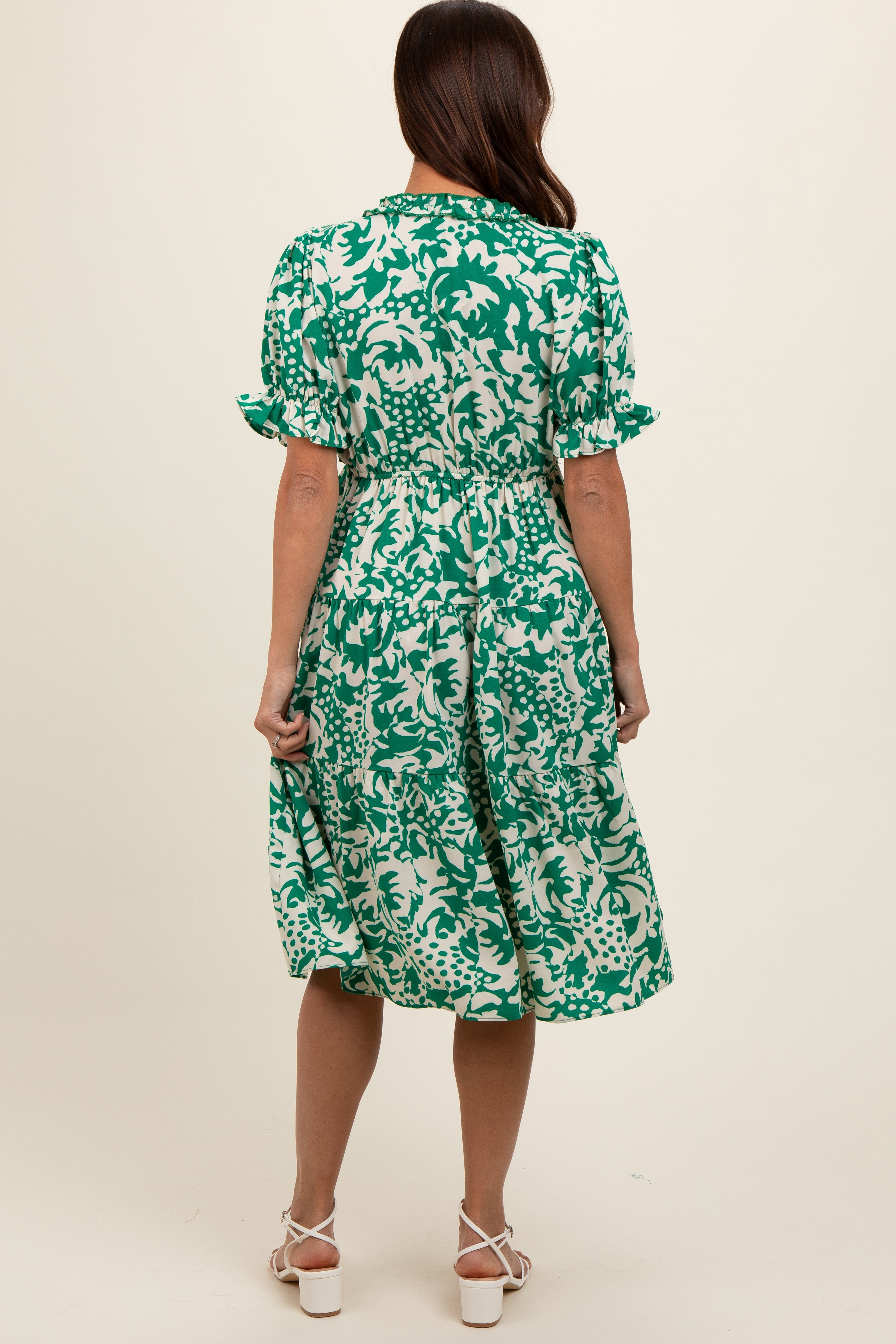 Green Ruffle Trim Tiered Maternity Dress sold by Pinkblush product image thumbnail 4