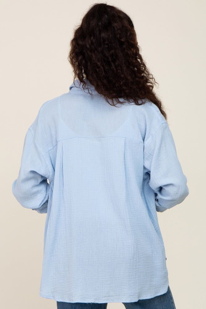 Blue Button Up Collared Top sold by Pinkblush product image thumbnail 3