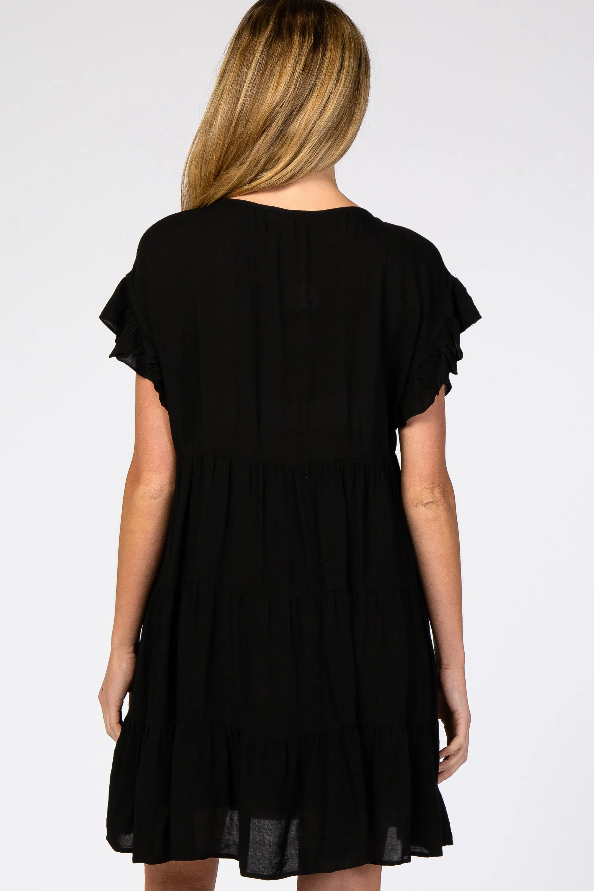 Black Tiered Ruffle Accent Maternity Dress sold by Pinkblush product image thumbnail 3