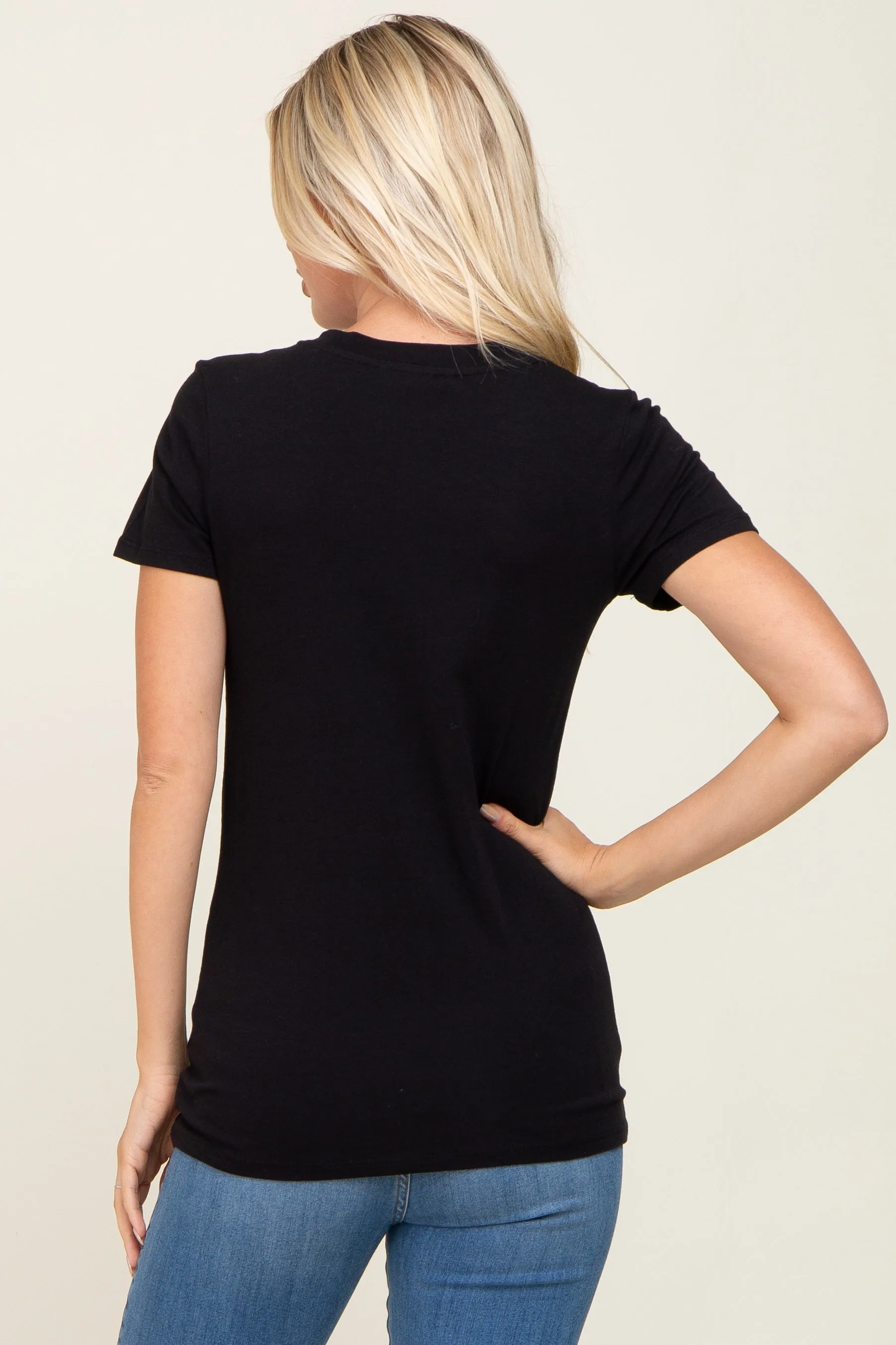 Black Basic Crew Neck Tee sold by Pinkblush product image thumbnail 3