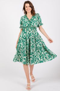 Green Ruffle Trim Tiered Maternity Dress sold by Pinkblush