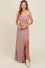 Mauve Smocked Crop Top And Maxi Skirt Maternity Set sold by Pinkblush