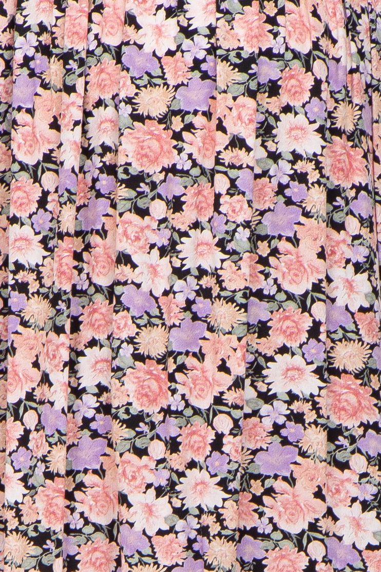 Black Floral Puff Sleeve Maternity Midi Dress sold by Pinkblush product image thumbnail 4