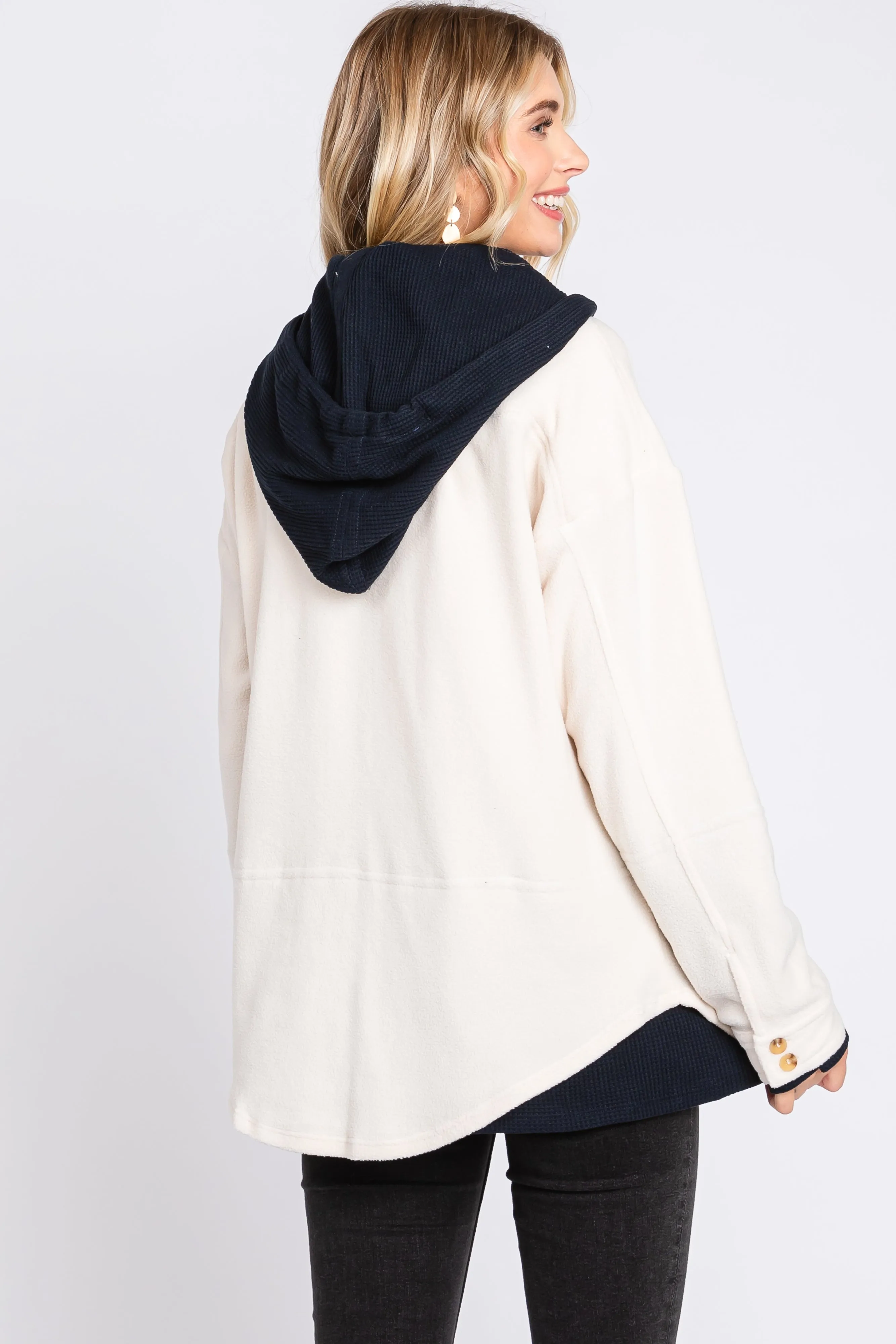 Ivory Soft Hooded Shacket sold by Pinkblush product image thumbnail 4