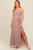Mauve Smocked Crop Top And Maxi Skirt Maternity Set sold by Pinkblush