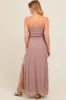 Mauve Smocked Crop Top And Maxi Skirt Maternity Set sold by Pinkblush