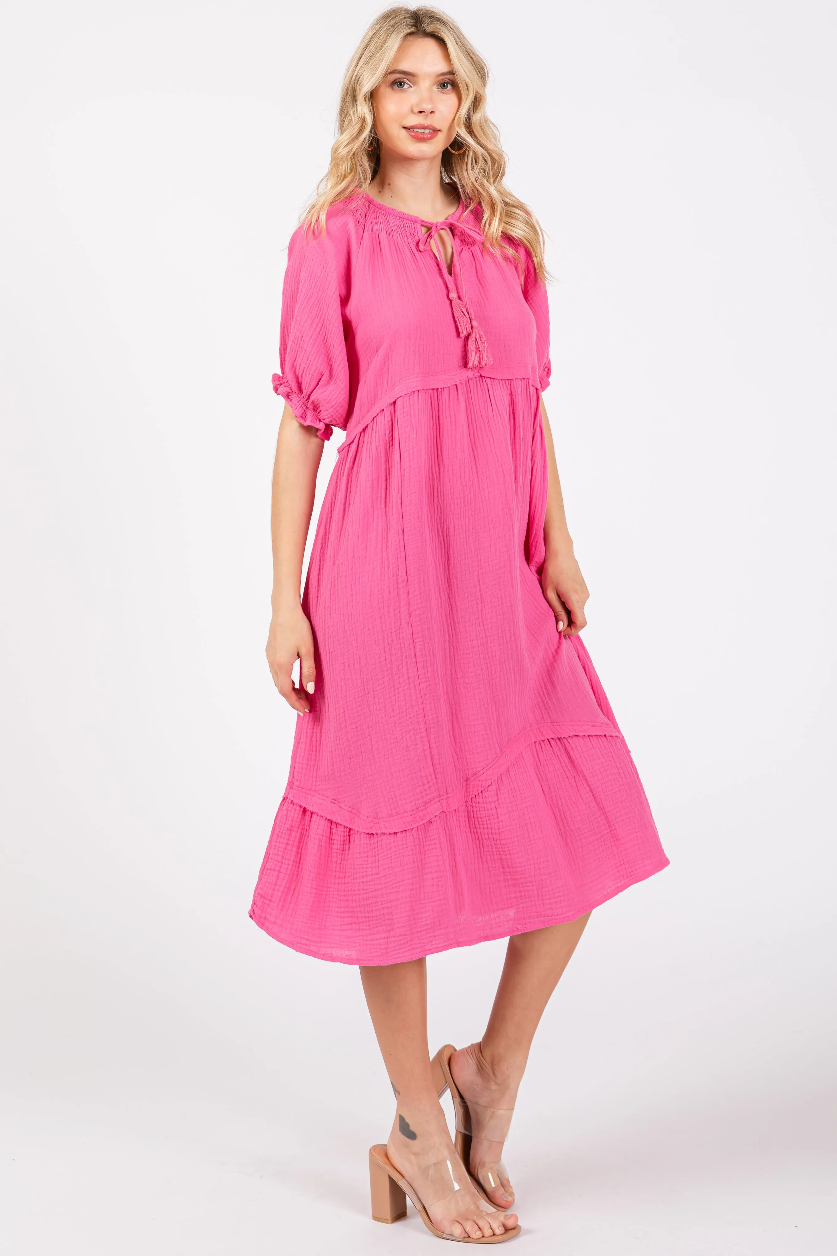 Pink Tassel Tie Midi Dress sold by Pinkblush product image thumbnail 2