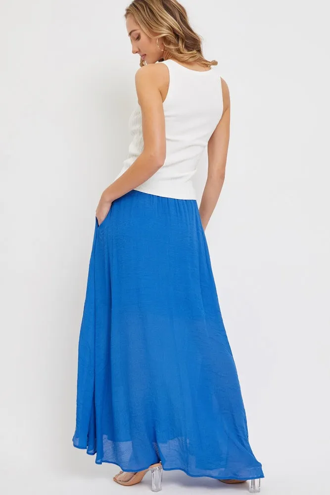 Blue Smocked Drawstring Maxi Skirt sold by Pinkblush product image thumbnail 2