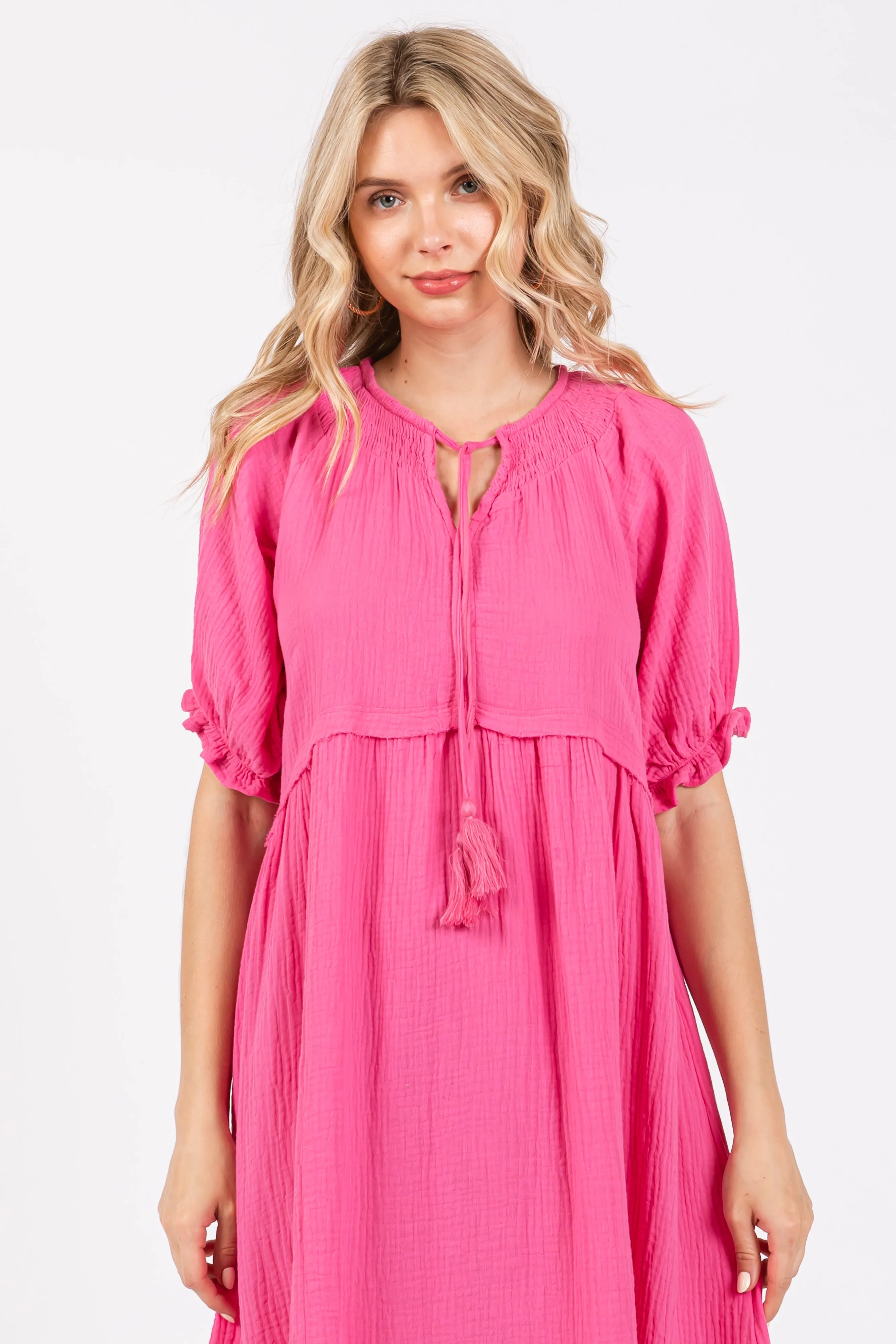Pink Tassel Tie Midi Dress sold by Pinkblush product image thumbnail 4