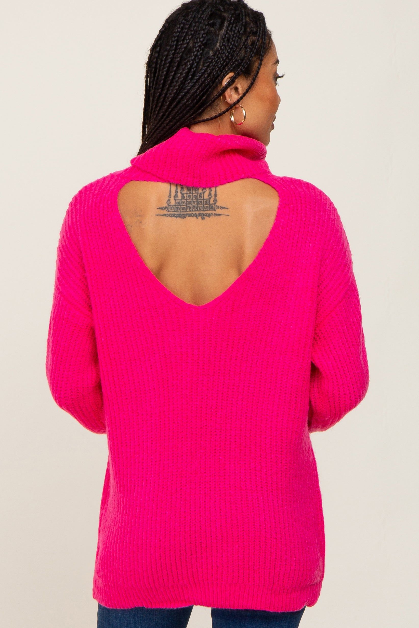 Fuchsia Soft Knit Cutout Back Sweater sold by Pinkblush product image thumbnail 3