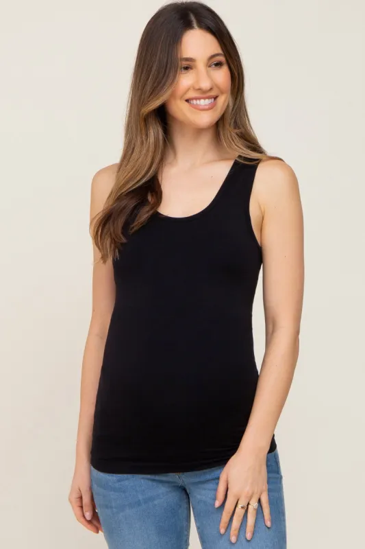 Black Seamless Maternity Tank Top sold by Pinkblush