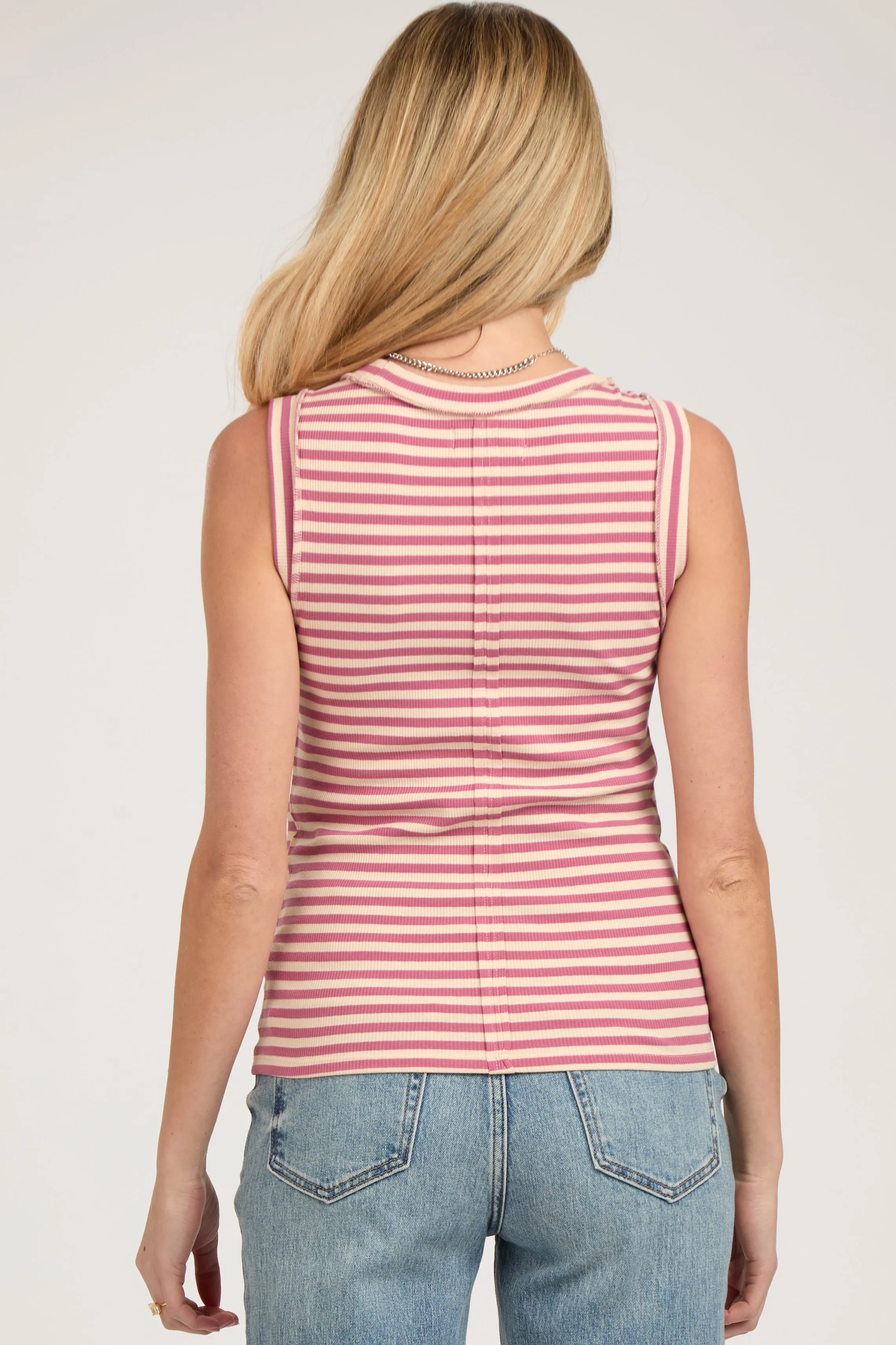 Cream Pink Sleeveless Ribbed Maternity Tank Top sold by Pinkblush product image thumbnail 3