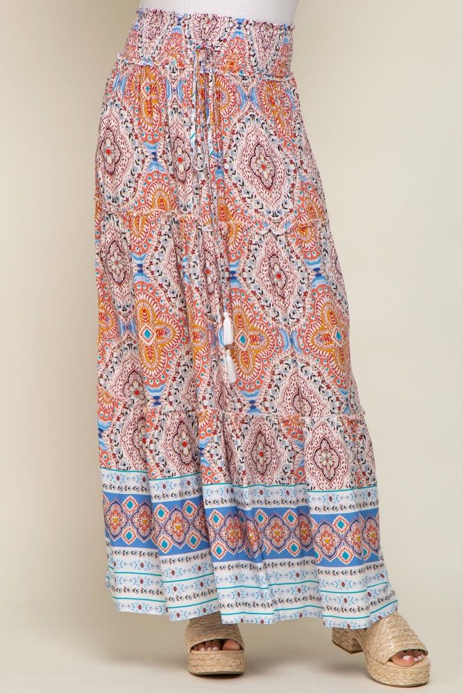 Blue Printed Smocked Waist Maxi Skirt sold by Pinkblush product image thumbnail 2