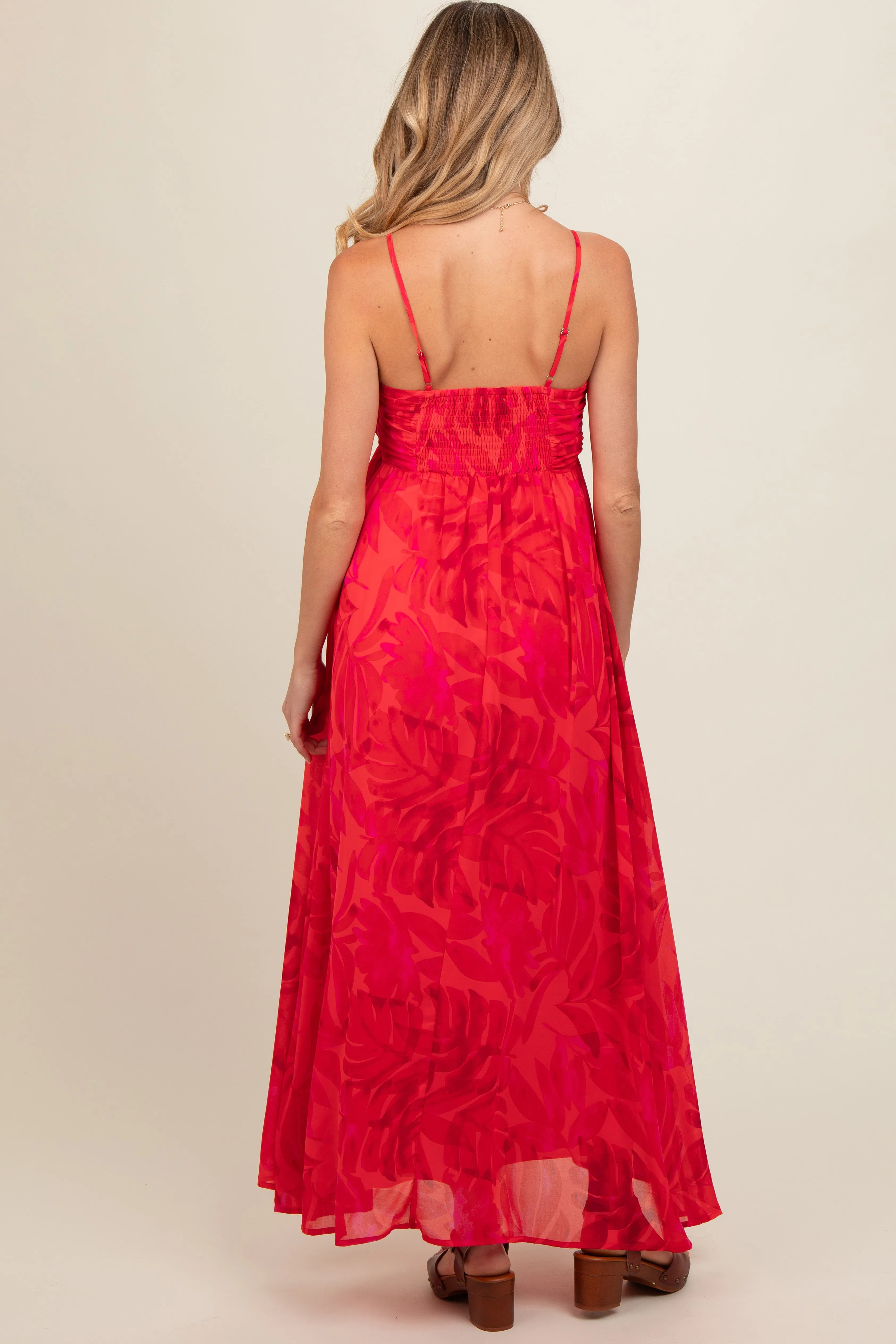 Red Halter Maxi Maternity Dress sold by Pinkblush product image thumbnail 3