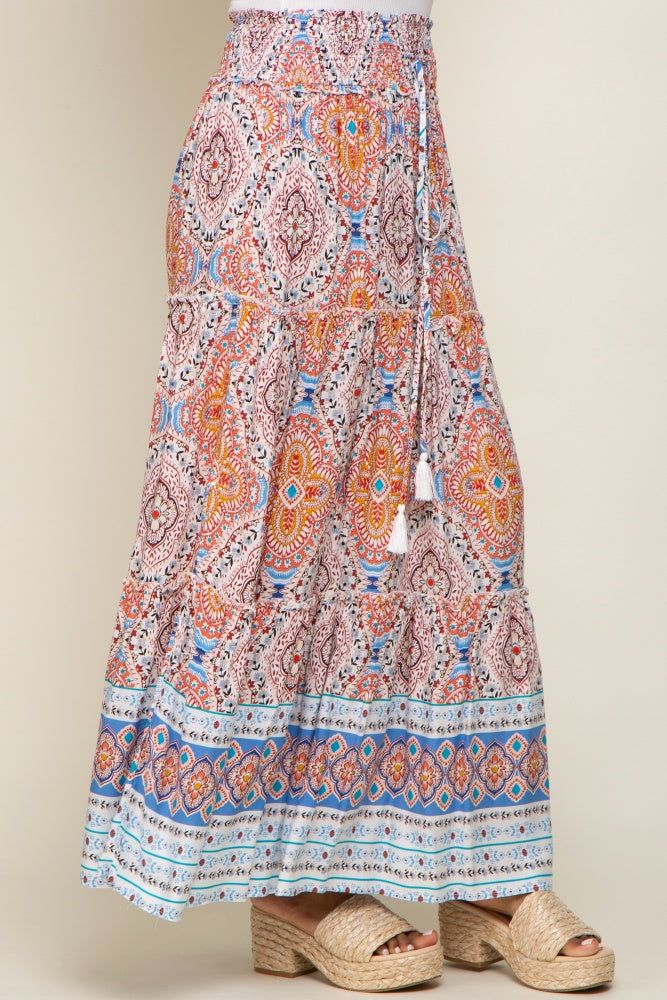 Blue Printed Smocked Waist Maxi Skirt sold by Pinkblush product image thumbnail 3