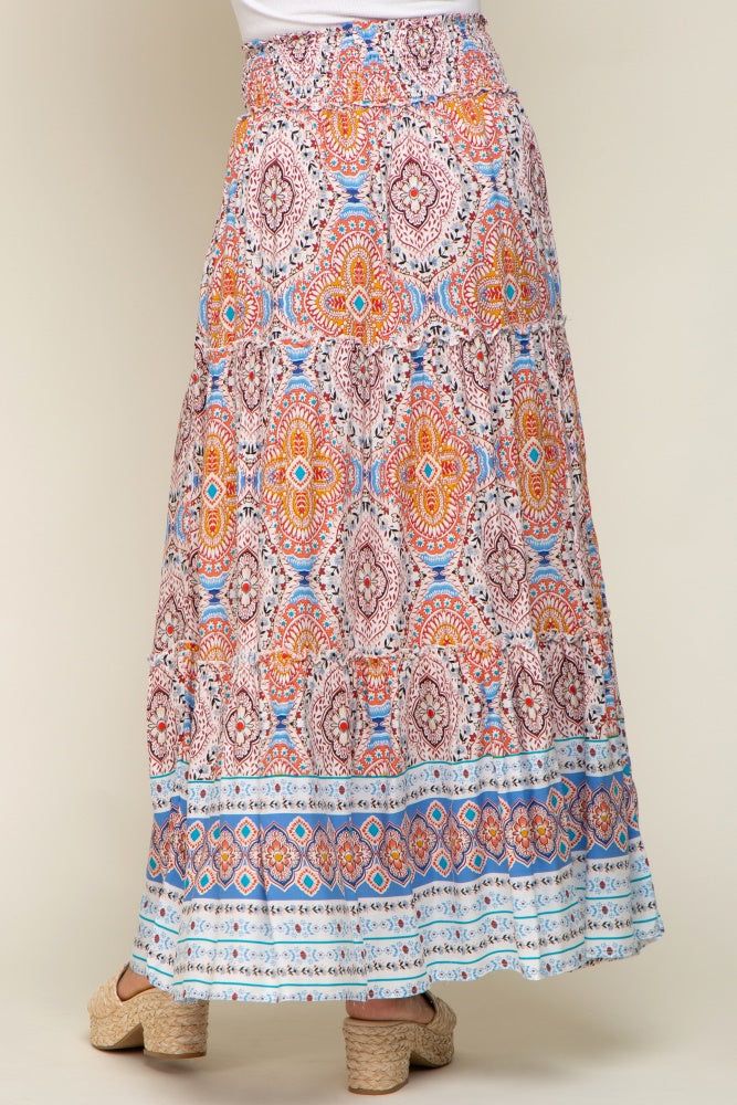 Blue Printed Smocked Waist Maxi Skirt sold by Pinkblush product image thumbnail 4