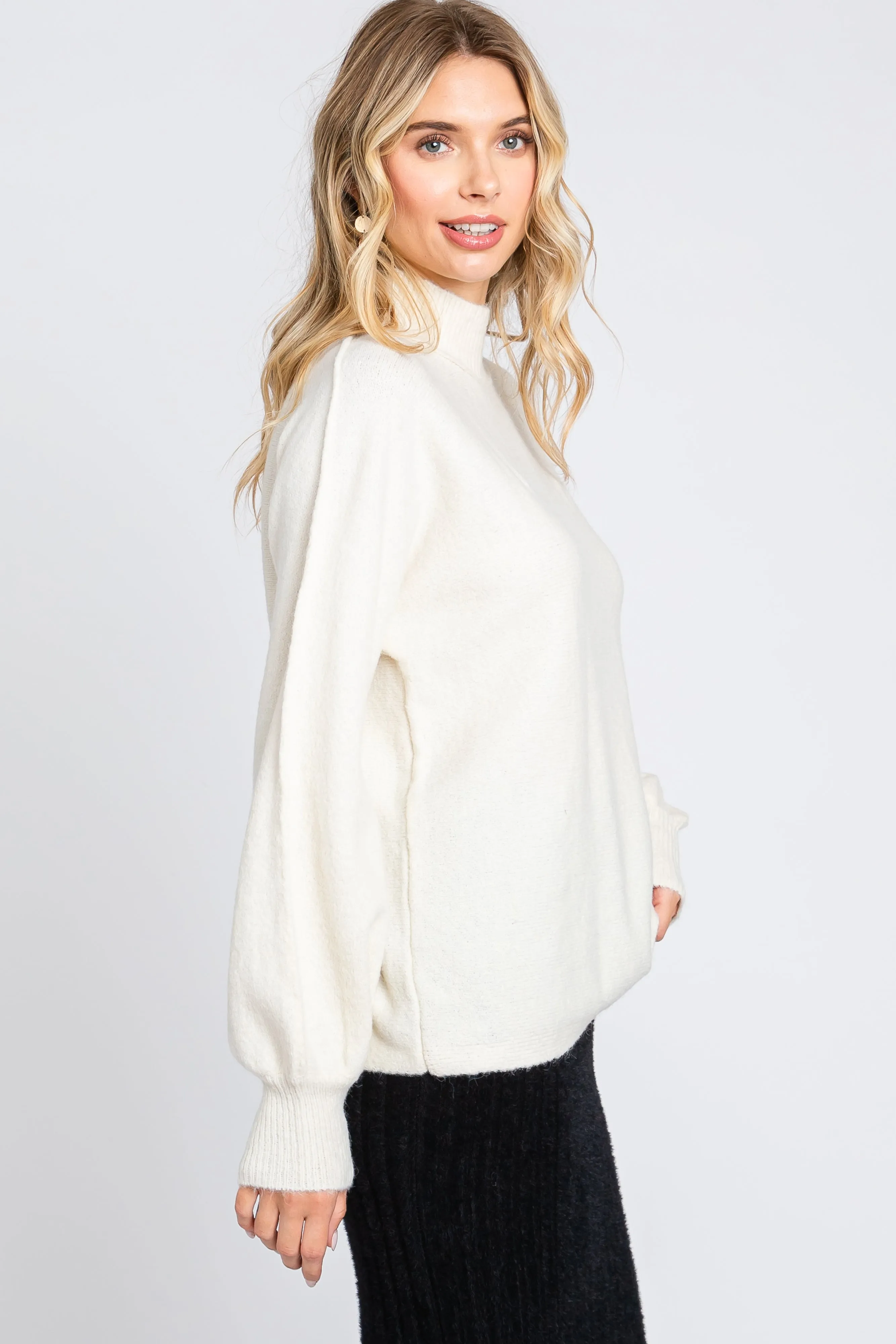 Ivory Mock Neck Sweater sold by Pinkblush product image thumbnail 2