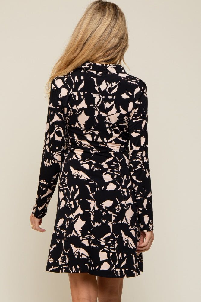 Black Button Front Side Tie Long Sleeve Maternity Dress sold by Pinkblush product image thumbnail 4