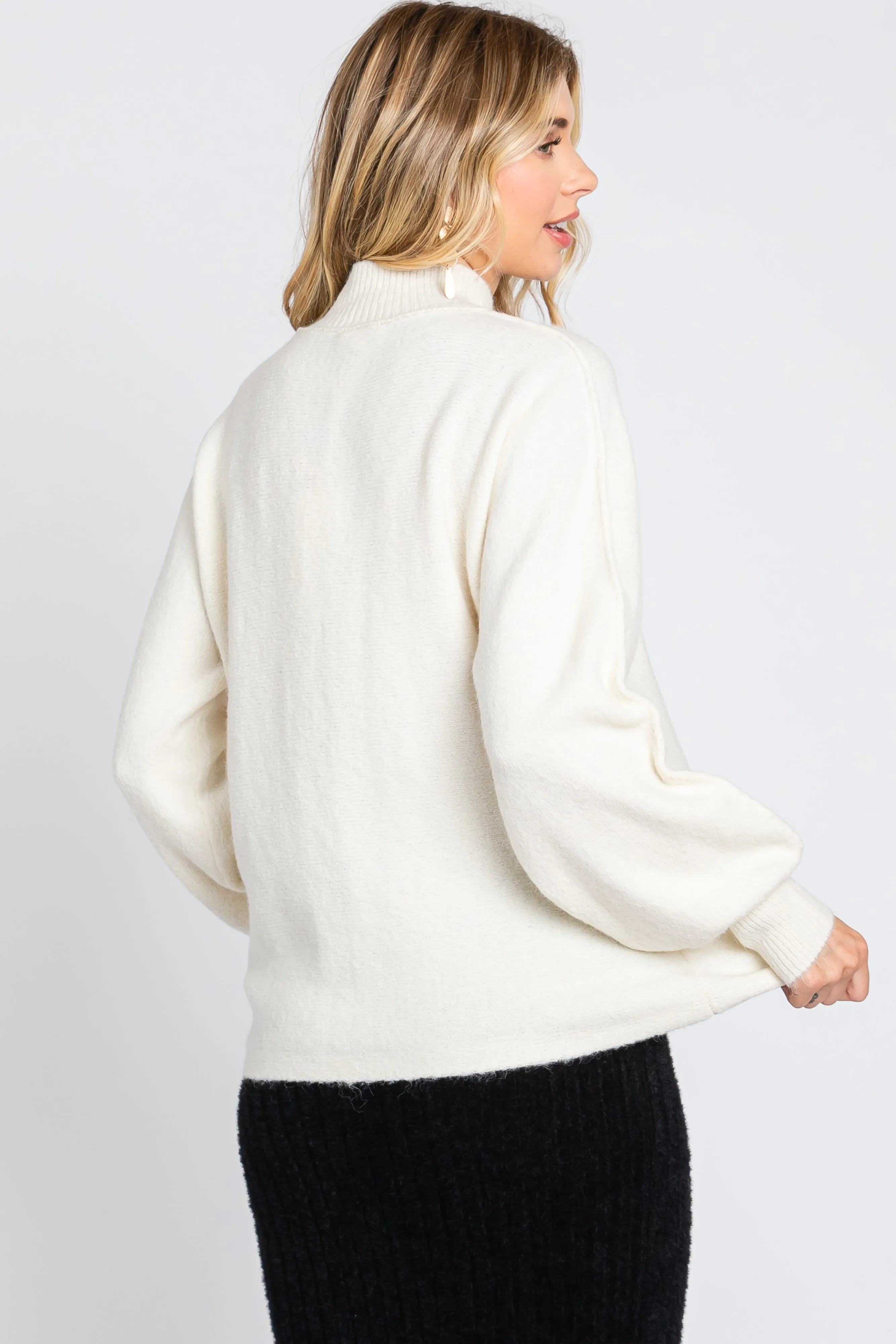 Ivory Mock Neck Sweater sold by Pinkblush product image thumbnail 3