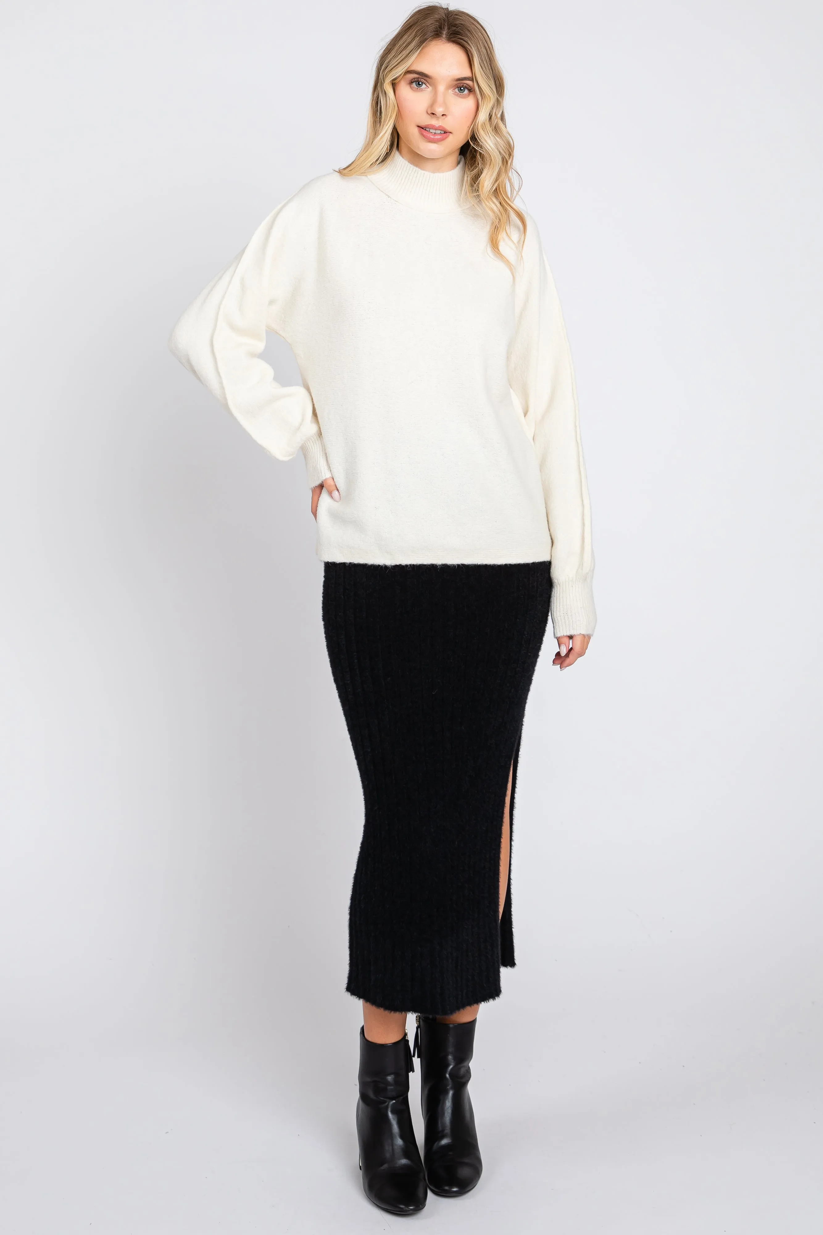 Ivory Mock Neck Sweater sold by Pinkblush product image thumbnail 4