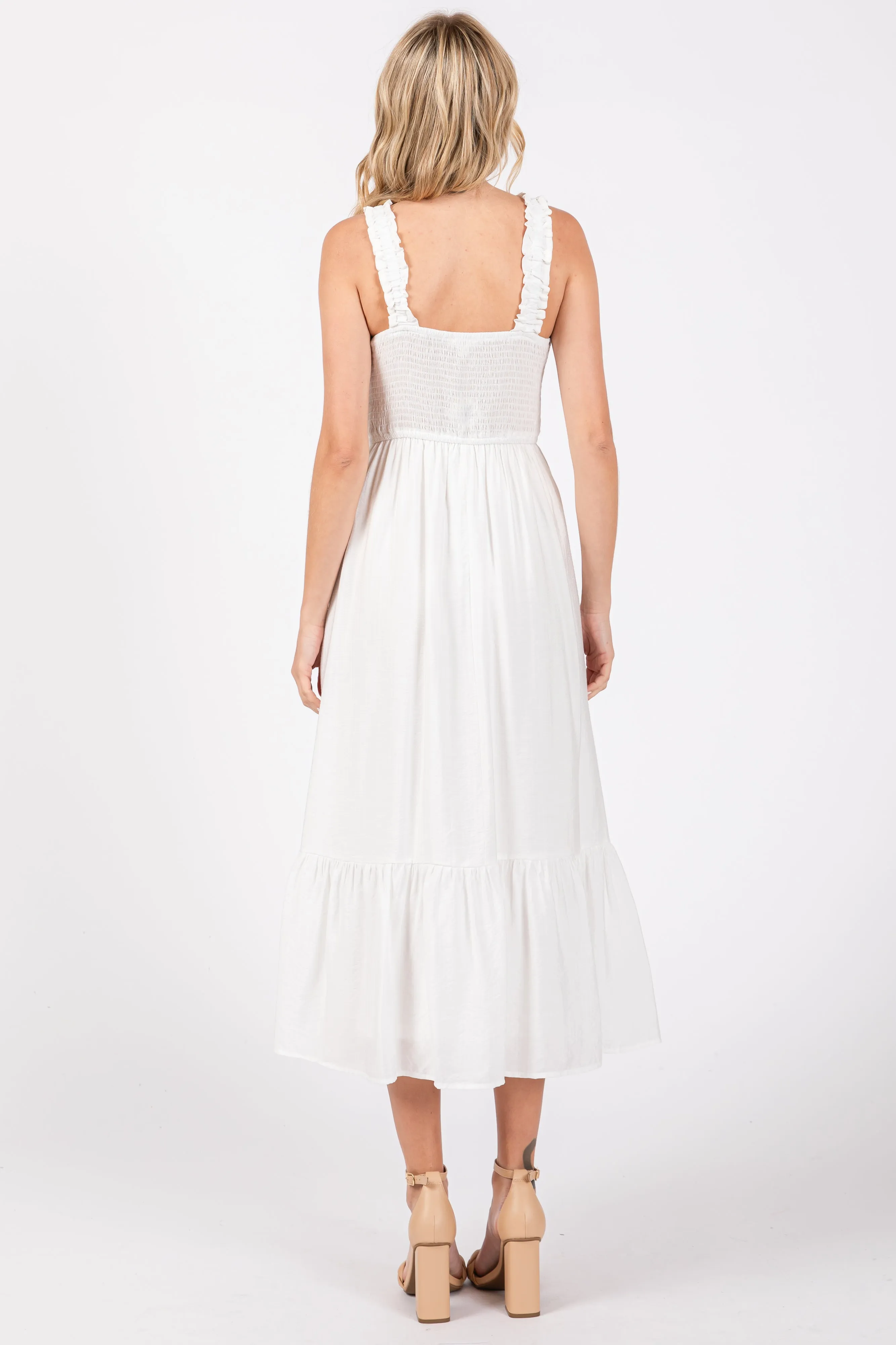 White Smocked Bodice Maxi Dress sold by Pinkblush product image thumbnail 3