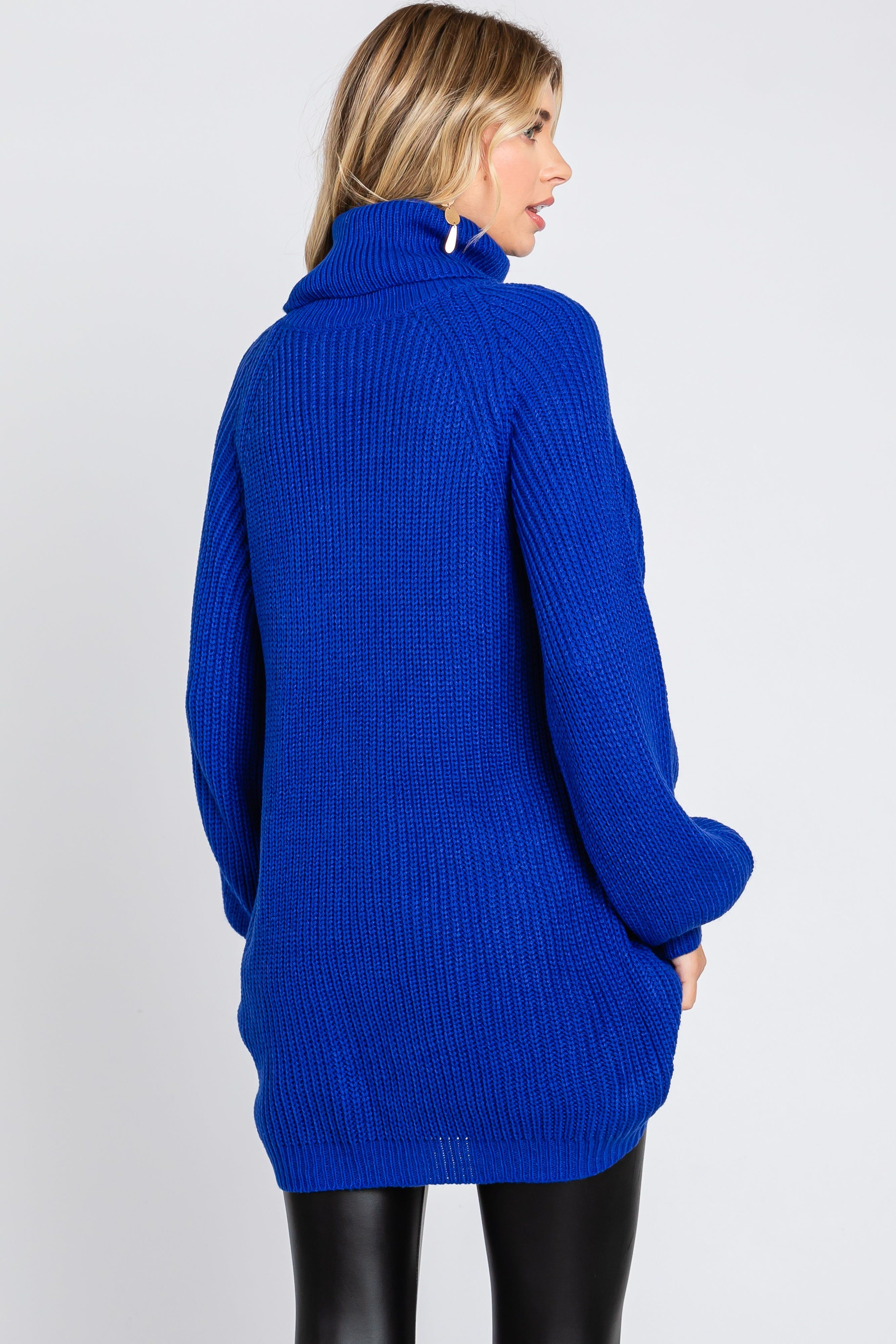 Royal Blue Turtleneck Sweater Mini Dress sold by Pinkblush product image thumbnail 4