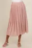 Mauve Pleated Midi Skirt sold by Pinkblush