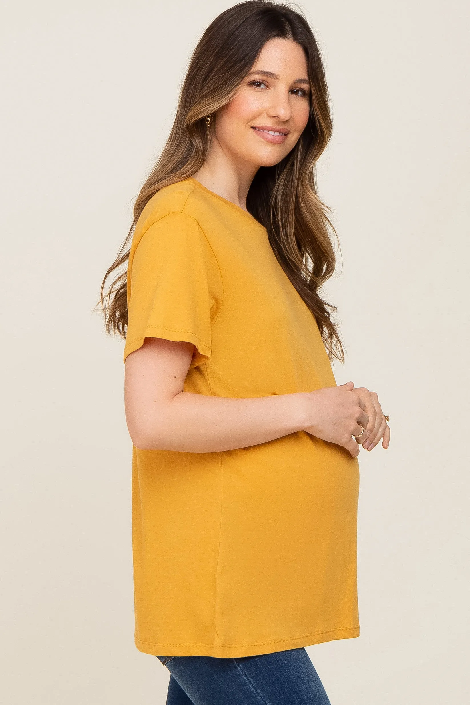 Gold Oversized Short Sleeve Maternity Top sold by Pinkblush product image thumbnail 2
