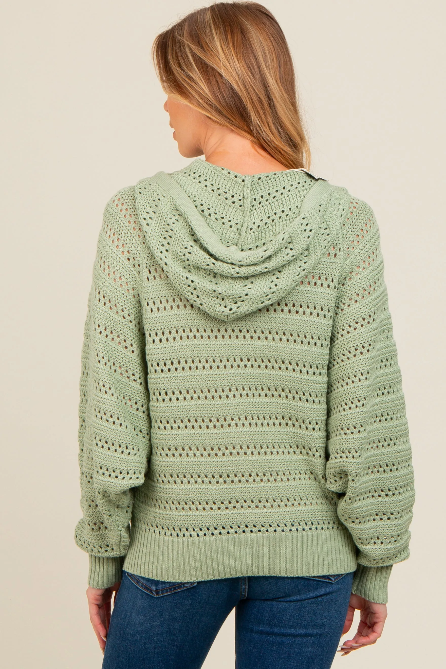 Light Olive Pointelle Knit Maternity Sweater sold by Pinkblush product image thumbnail 4