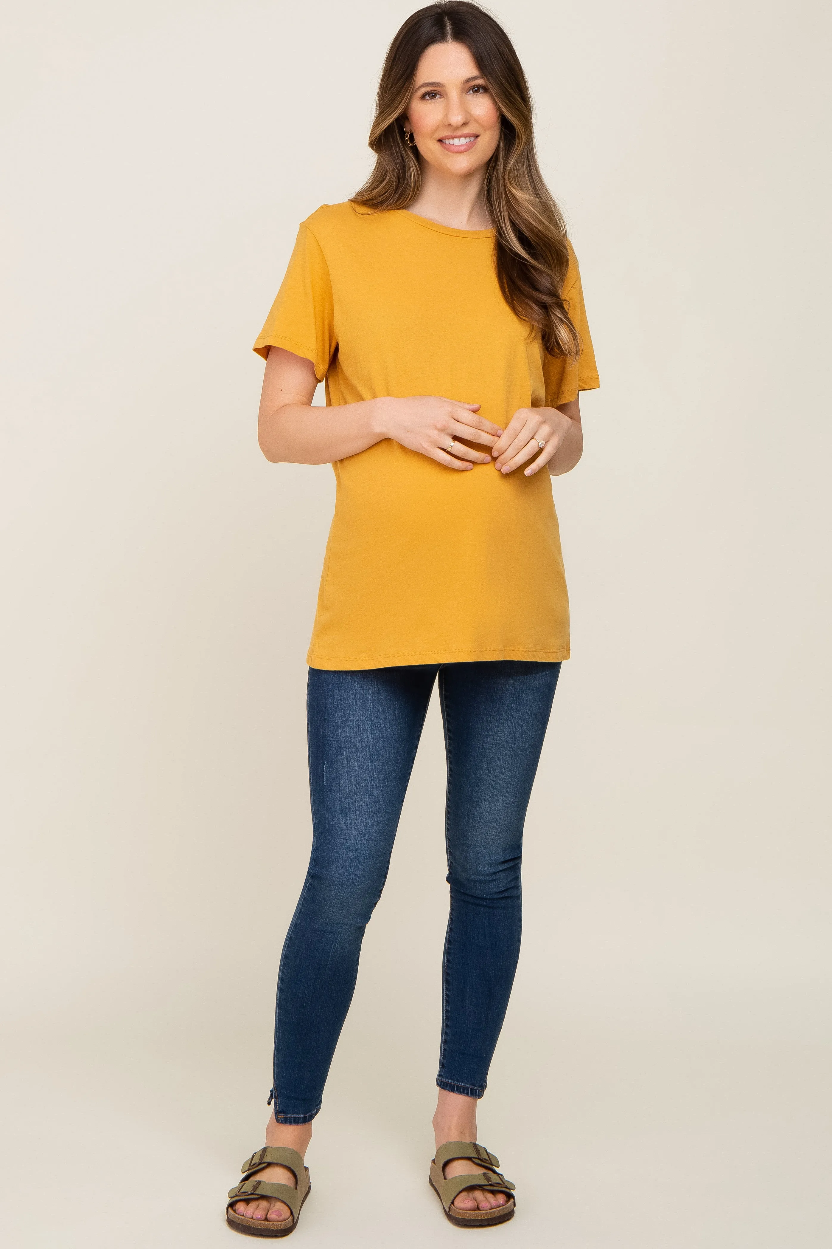 Gold Oversized Short Sleeve Maternity Top sold by Pinkblush product image thumbnail 4