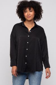 Black Striped Button Up Top sold by Pinkblush