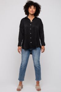 Black Striped Button Up Top sold by Pinkblush