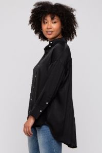 Black Striped Button Up Top sold by Pinkblush