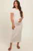 Cream Rib Knit Back Slit Maternity Dress sold by Pinkblush