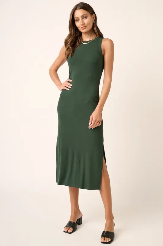 Forest Green Ribbed Side Slit Tank Dress sold by Pinkblush