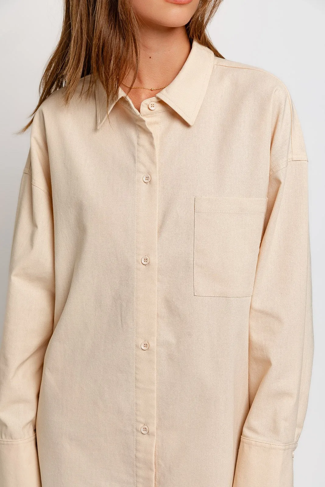 Taupe Oversized Shirt Dress sold by Pinkblush product image thumbnail 5